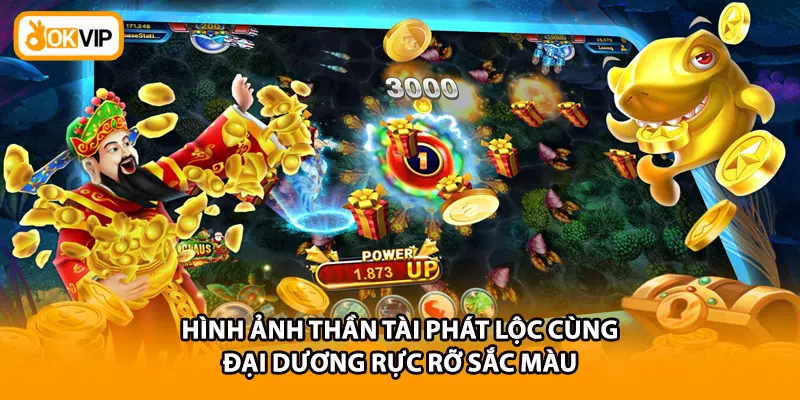 Hình ảnh Thần Tài phát lộc cùng đại dương rực rỡ sắc màu 